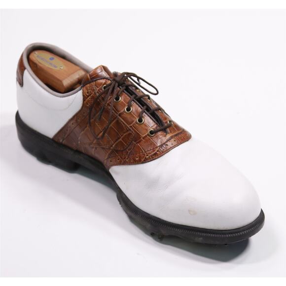 Footjoy Dryjoys ELC Crocodile Trim Saddle Golf Shoes Cleats 12 M - Picture 7 of 11